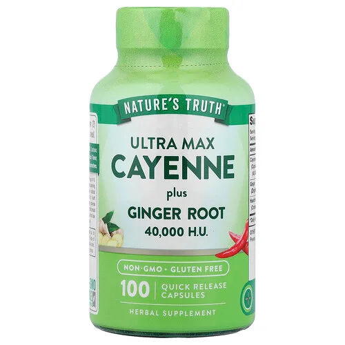 Nature's Truth, Cayena Ultra Max con raíz de jengibre, 100 cápsulas de liberación rápida