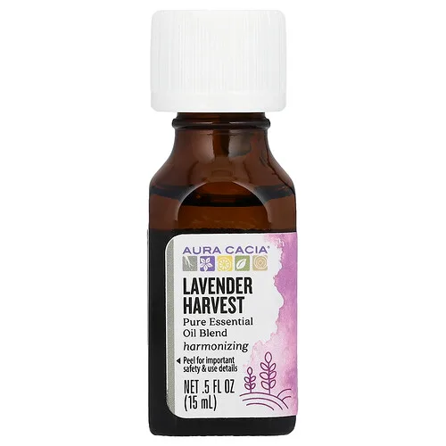 Aura Cacia, Mezcla de aceites esenciales puros, Cosecha de lavanda, 15 ml (0,5 oz. líq.)