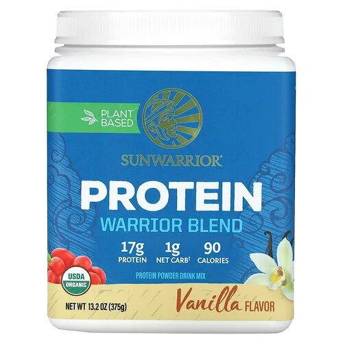 Sunwarrior, Mezcla de proteínas Warrior, Vainilla, 375 g (13,2 oz)