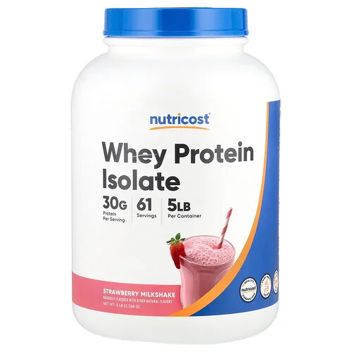 Nutricost, Aislado de proteína de suero de leche, Batido de fresa, 2268 g (5 lb)