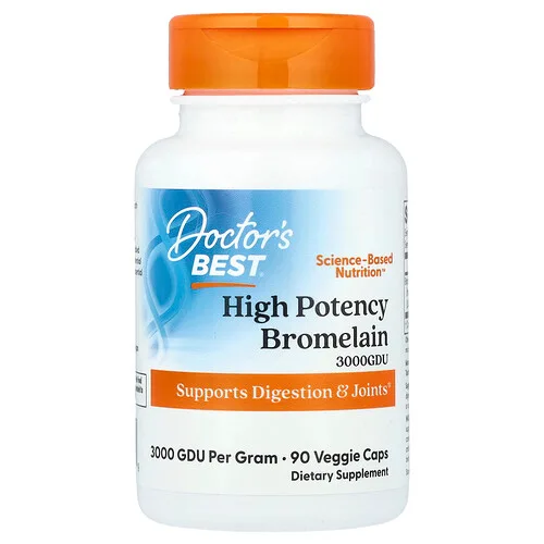 Doctor's Best, Bromelina 3000 UDG de alta potencia, 500 mg, 90 cápsulas vegetales