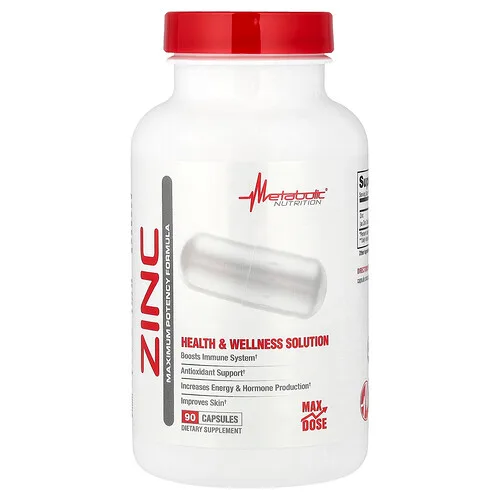 Metabolic Nutrition, Zinc, 75 mg, 90 cápsulas
