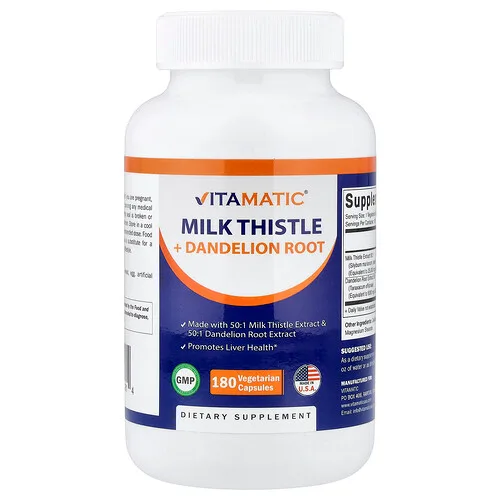 Vitamatic, Cardo mariano y raíz de diente de león, 180 cápsulas vegetales