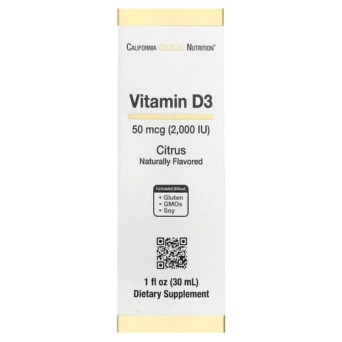 California Gold Nutrition, Vitamina D3, Cítricos, 50 mcg (2000 UI), 30 ml (1 oz. líq.)