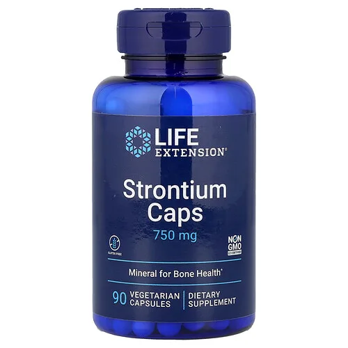 Life Extension, Estroncio en cápsulas, 750 mg, 90 cápsulas vegetales (250 mg por cápsula)