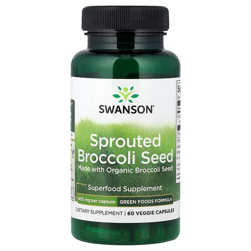 Swanson Vitamins, Semilla de brócoli germinada, 400 mg, 60 cápsulas vegetales