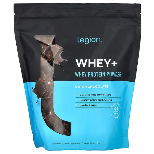 Legion Athletics, Whey+, Proteína de suero de leche en polvo, Chocolate holandés, 867 g (1,91 lb)