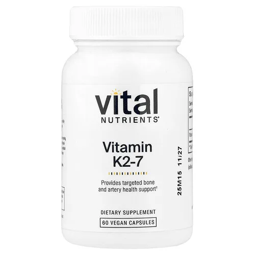 Vital Nutrients, Vitamina K2-7, 60 cápsulas veganas (180 mcg por cápsula)