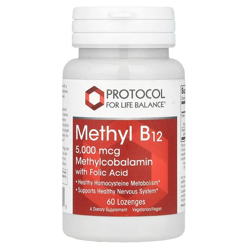 Protocol for Life Balance, Metil B12, 5000 mcg, 60 pastillas