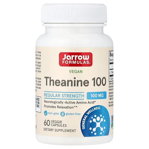 Jarrow Formulas, Teanina vegana 100, 100 mg, 60 cápsulas vegetales