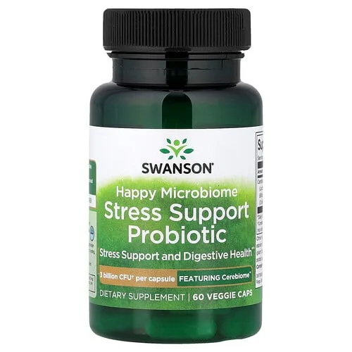 Swanson Vitamins, Happy Microbiome Probiótico de refuerzo contra el estrés, 3000 millones de UFC, 60 cápsulas vegetales