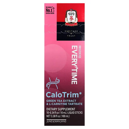JungKwanJang, Everytime CaloTrim, Extracto de té verde y tartrato de L-carnitina, 10 barritas líquidas, 10 ml (0,34 oz. líq.) cada una
