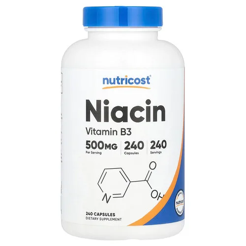 Nutricost, Niacina, 500 mg, 240 cápsulas
