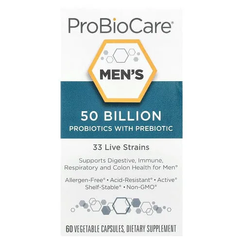 ProBioCare, Probióticos con prebióticos para hombres, 50.000 millones, 60 cápsulas vegetales