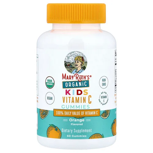 MaryRuth's, Gomitas con vitamina C orgánica para niños, Naranja, 60 gomitas (45 mg por gomita)