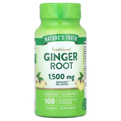 Nature's Truth, Raíz de jengibre, 100 cápsulas de liberación rápida (750 mg por cápsula)