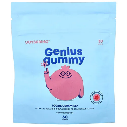 JoySpring, Gomitas Genius, Fresa, 60 gomitas