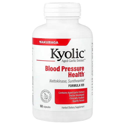 Kyolic, Extracto de ajo maduro Aged Garlic Extract™, Presión arterial saludable, Fórmula 109, 160 cápsulas