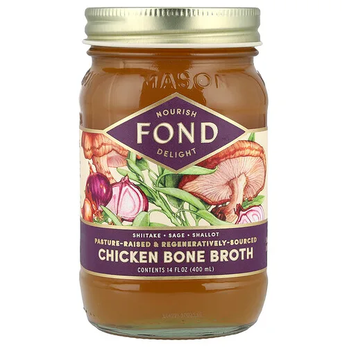 FOND Bone Broth, Chicken Bone Broth, Shiitake y salvia, 400 ml (14 oz. líq.)