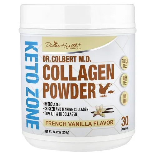 Divine Health, El Dr. Colbert, MD, Colágeno en polvo, Vainilla francesa, 630 g (22,22 oz)