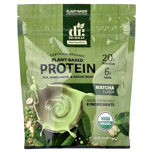 Dr. Murray's, Proteína de origen vegetal orgánica, Matcha, 453,59 g (16 oz)