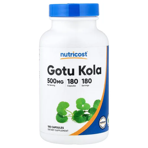 Nutricost, Gotu kola, 500 mg, 180 cápsulas