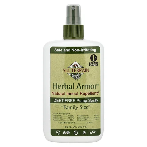 All Terrain, Herbal Armor®, Repelente de insectos natural, Spray con dispensador sin DEET, 240 ml (8 oz. líq.)