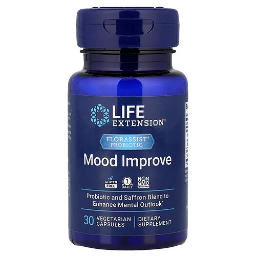 Life Extension, Probiótico para mejorar el estado de ánimo FLORASSIST®, 30 cápsulas vegetales