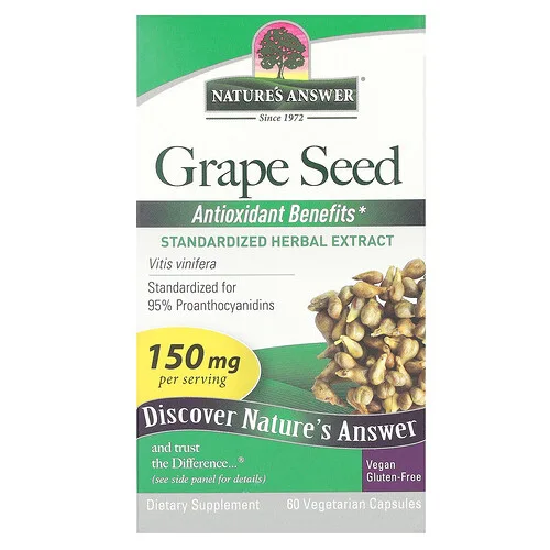 Nature's Answer, Semilla de uva, 150 mg, 60 cápsulas vegetales