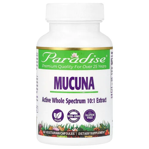 Paradise Herbs, Mucuna, 60 cápsulas vegetales (250 mg por cápsula)