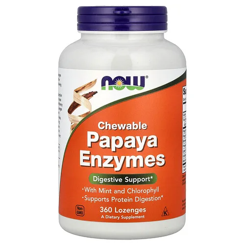 NOW Foods, Enzimas de papaya masticables, 360 pastillas
