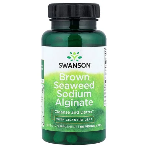Swanson Vitamins, Alginato de sodio y algas marinas marrones con hoja de cilantro, 60 cápsulas vegetales