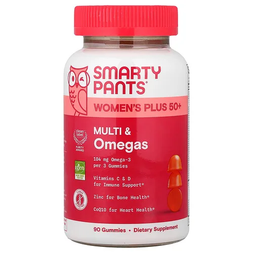 SmartyPants, Para mujeres de 50 años en adelante, Gomitas con múltiples ingredientes y omega, Naranja y mango y naranja, 90 gomitas