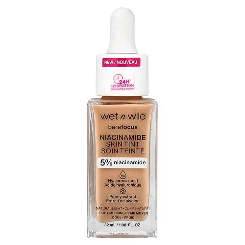wet n wild, Barefocus, Tinte para la piel con niacinamida, 1116090 Claro natural, 32 ml (1,08 oz. líq.)
