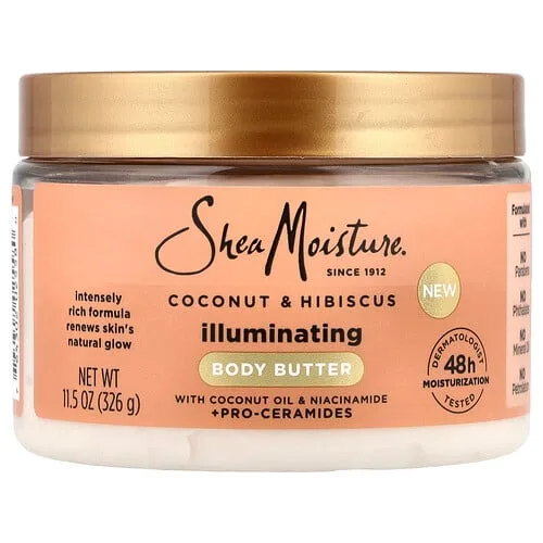 SheaMoisture, Manteca corporal iluminadora, Coco e hibisco, 326 g (11,5 oz)