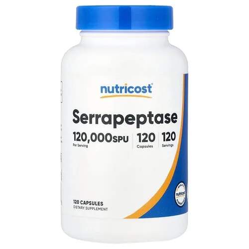 Nutricost, Serrapeptasa, 60 mg (120.000 SPU), 120 cápsulas