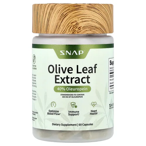 Snap Supplements, Hoja de olivo, Concentración máxima, 750 mg, 60 cápsulas