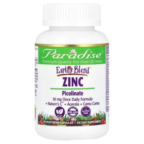 Paradise Herbs, Mezcla de la tierra, Zinc, picolinato, 90 cápsulas vegetales