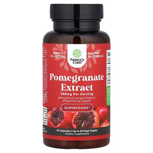 Nature's Craft, Extracto de granada, 500 mg, 60 cápsulas