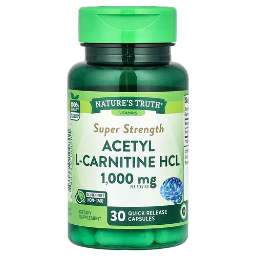 Nature's Truth, Clorhidrato de acetil-L-carnitina, Superconcentración, 30 cápsulas de liberación rápida (500 mg por cápsula)