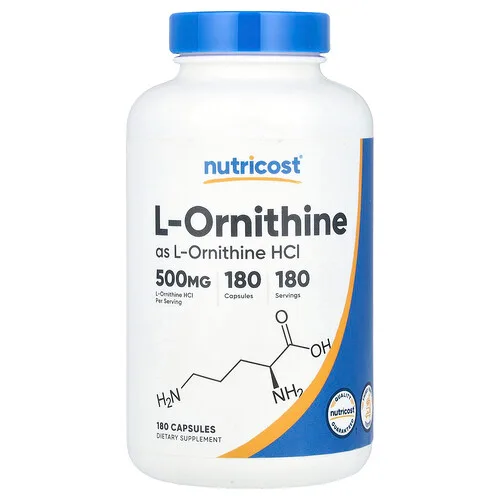 Nutricost, L-ornitina, 500 mg, 180 cápsulas