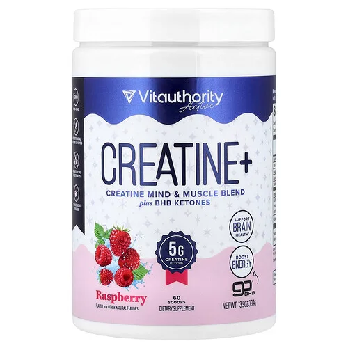Vitauthority, Active, Creatine+, Frambuesa, 394 g (13,9 oz)