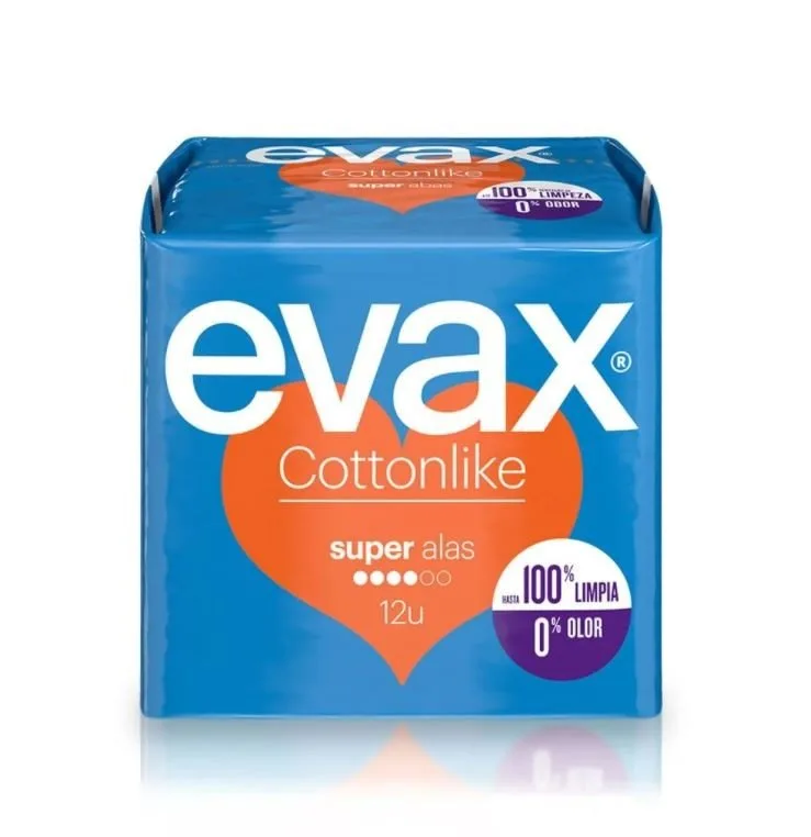EVAX Cottonlike Super Compresa Con Alas 12 Unidades