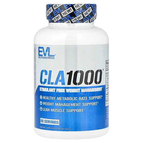 EVLution Nutrition, CLA1000®, Control del peso sin estimulantes, 90 cápsulas blandas (1000 mg por cápsula blanda)