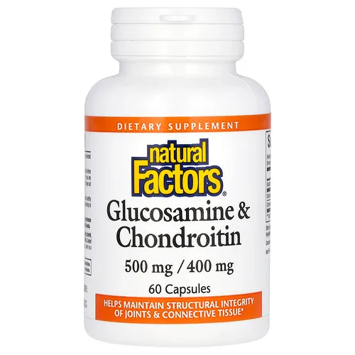 Natural Factors, Glucosamina 500 mg, condroitina 400 mg, 60 cápsulas