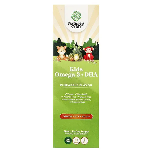 Nature's Craft, Omega-3 con DHA para niños, Piña, 60 ml (2 oz. líq.)