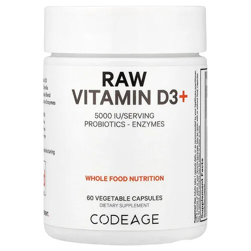 Codeage, Vitamina D3+ cruda, 60 cápsulas vegetales