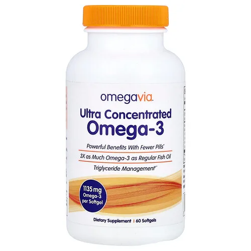 OmegaVia, Omega-3 ultraconcentrado, 1135 mg, 60 cápsulas blandas