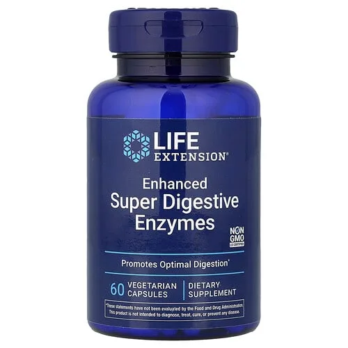 Life Extension, Enzimas superdigestivas mejoradas, 60 cápsulas vegetales