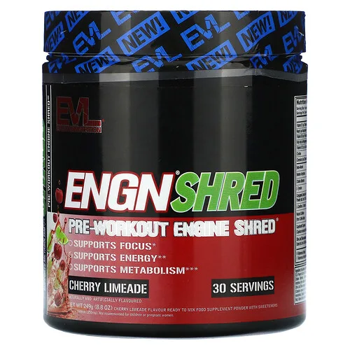 EVLution Nutrition, ENGN Shred, Triturado con motor preentrenamiento, Limada de cereza`` 249 g (8,8 oz)